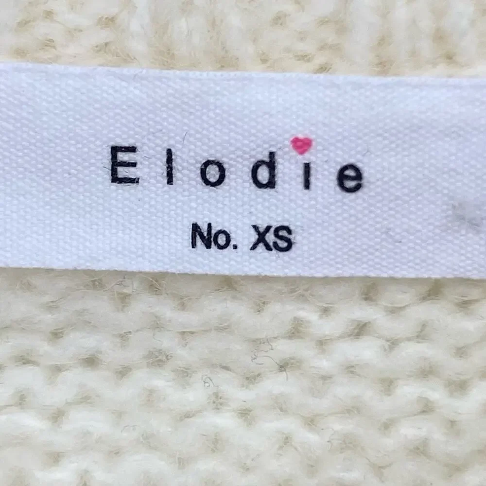NWOT ELODIE Pointelle Ivory Knit Crew Neck Sweater Size XS Bohemian